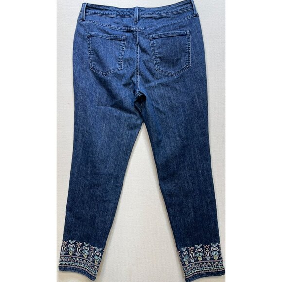 Charter Club Women's Bristol Skinny Ankle Jeans Embroidered Hem Sz 10 Blue Denim - Picture 2 of 11
